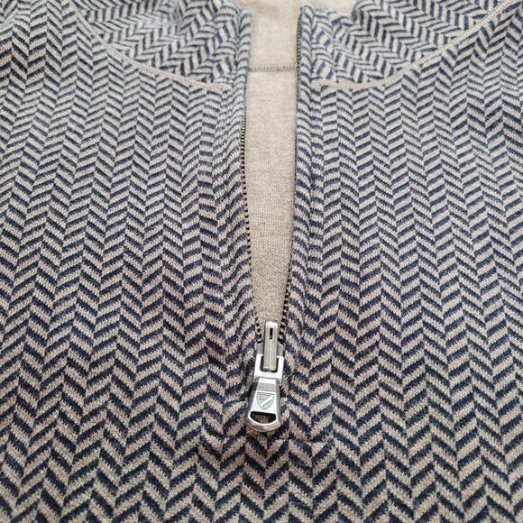 Cremieux Mens Brown Herringbone 1/4 Zip Reversible Pullover Sweater Size 2XL - Picture 5 of 10